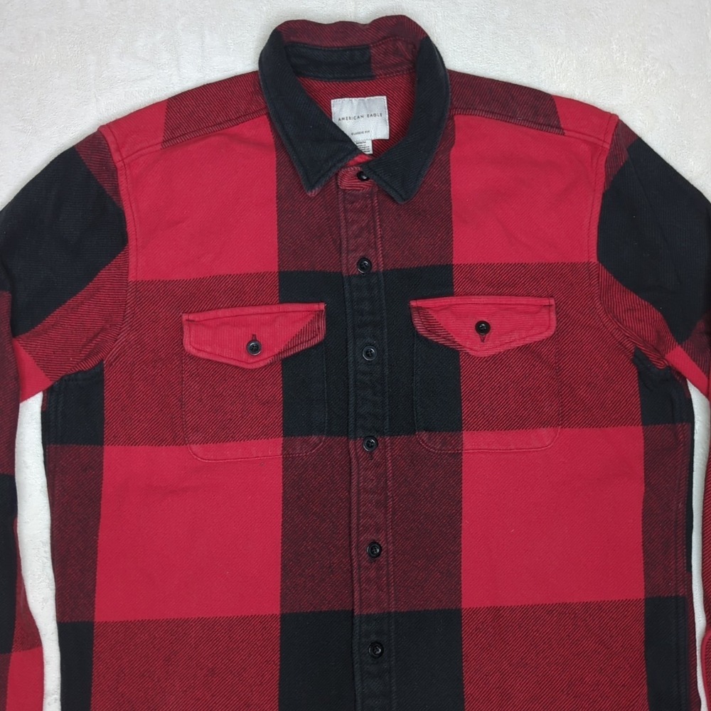 American Eagle Flannel Shirt Red/Black Buffalo Check Plaid Lumberjack Men's Sz M